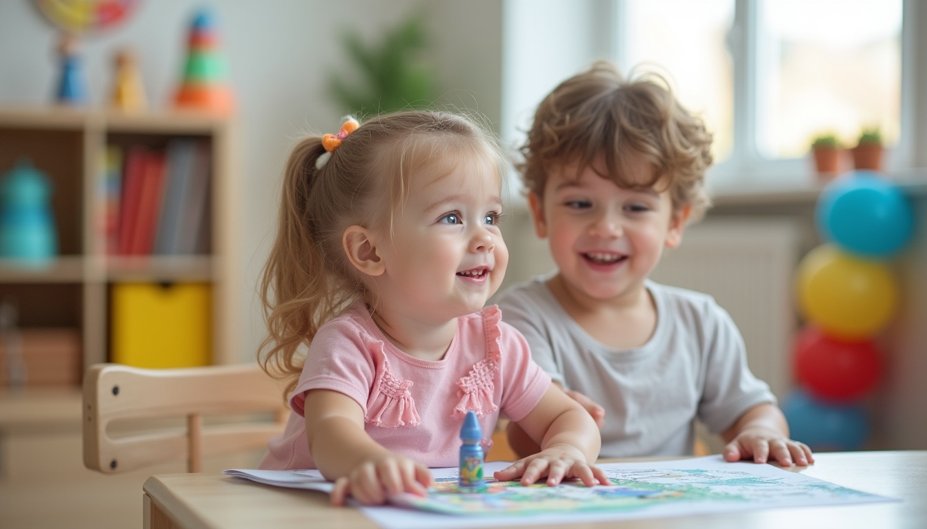 Părinți și copii zâmbitori la intrarea unei grădinițe private din Ploiești